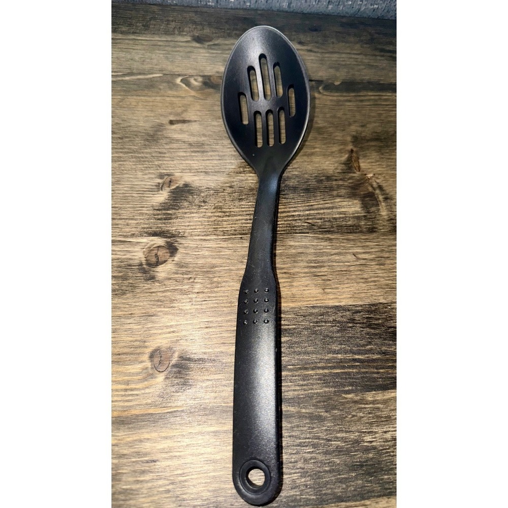 Slotted Serving Spoon Kitchen Utensil Black Heat Resistant Excellent